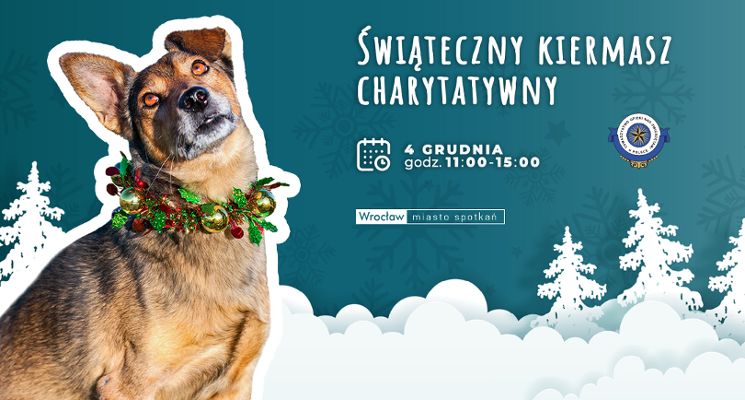 Plakat Świąteczny kiermasz charytatywny w Schronisku dla bezdomnych zwierząt