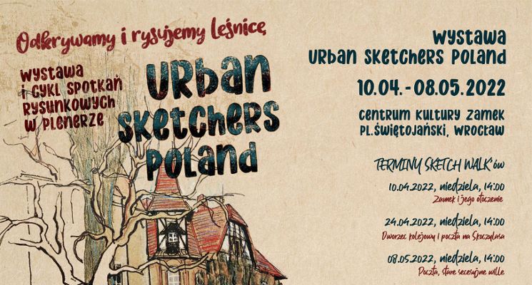 Plakat Urban Sketchers Poland – wystawa i cykl spotkań