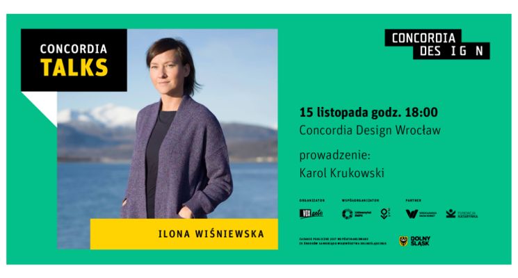 Plakat Concordia Talks. Spotkanie z Iloną Wiśniewską