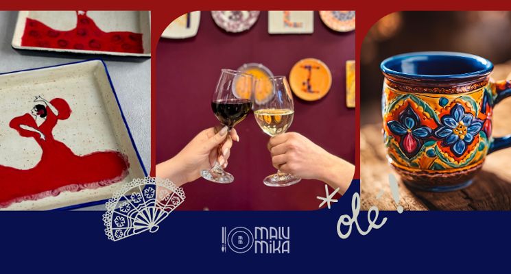 Plakat Hiszpańska fiesta – malowanie ceramiki przy winie