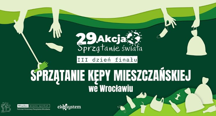 Plakat Sprzątanie Kępy Mieszczańskiej we Wrocławiu