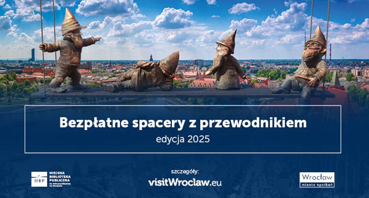 Plakat Bezpłatne Letnie Spacery z Przewodnikiem po Wrocławiu z PTTK