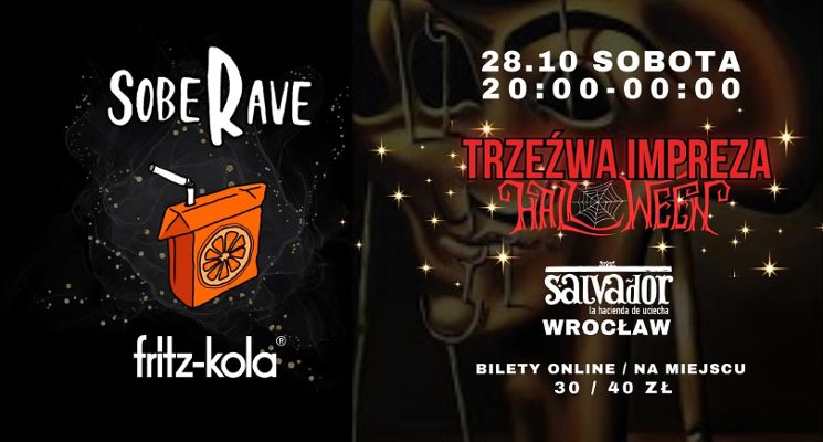 Plakat Trzeźwe Halloween we Wrocławiu - SobeRave