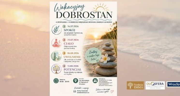 Plakat Wakacyjny dobrostan - cykl spotkań
