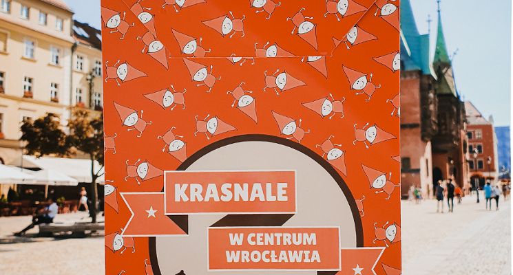 Plakat Spacer trasą wrocławskich krasnali w centrum Wrocławia