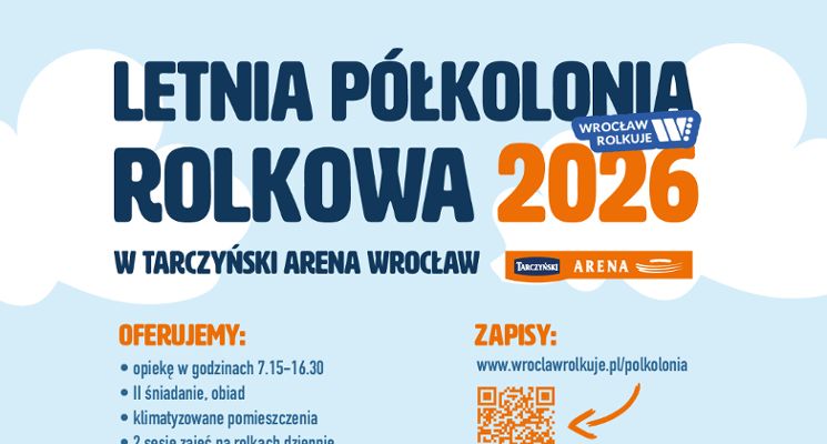 Plakat Letnie półkolonie Wrocław Rolkuje 2026