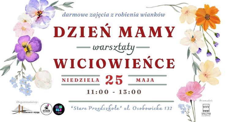Plakat Wiciowieńce – warsztaty z okazji Dnia Mamy