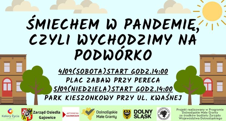 Plakat Śmiechem w pandemię – warsztaty na Gajowicach