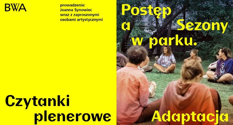 Plakat Czytanki plenerowe | Postęp a Sezony w parku. Adaptacja