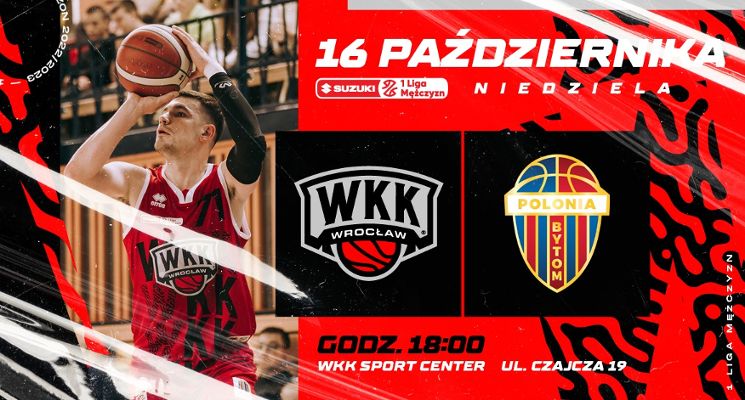 Plakat 1. Liga koszykówki: WKK Wrocław – BS Polonia Bytom