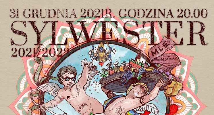 Plakat Sylwester 2021/2022 w Mleczarni