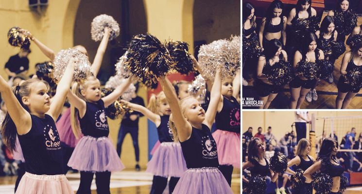 Plakat Akademia Cheerleaderek taniec z pomponami i akrobatyka