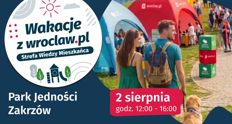 Plakat Wakacje z wroclaw.pl w Parku Jedności!