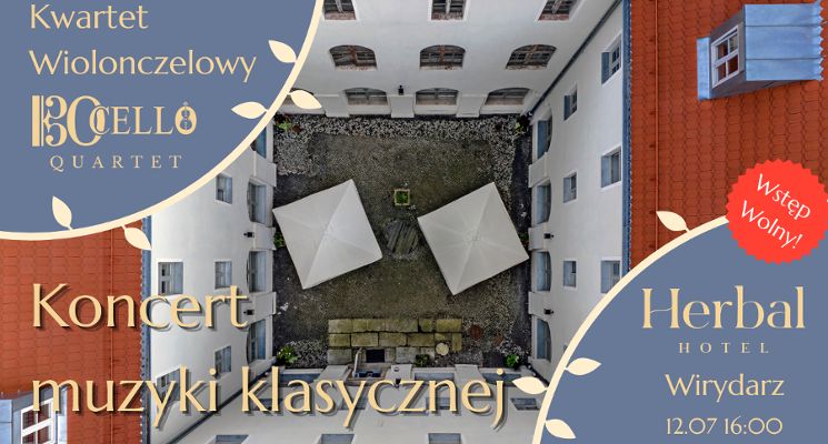 Plakat Koncert Wirydarzowy w Hotelu Herbal - Kwartet wiolonczelowy boCello