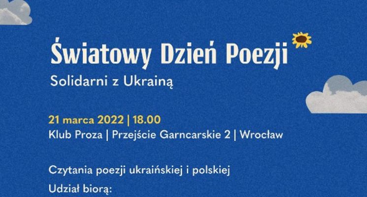Plakat Solidarni z Ukrainą: Światowy Dzień Poezji