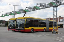 Elektryczne autobusy eCitaro na zajezdni autobusowej Obornicka