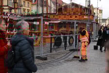 Na zdjęciu widać zamknięty Jarmark Bożonarodzeniowy we Wrocławiu