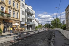 Przebudowa ulicy Dolnobrzeskiej na osiedlu Leśnica, sierpień 2023
