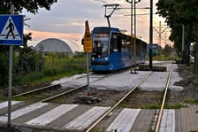 Remont torów na przejeździe przez ul. Kamiennogórską, na wysokości przystanku Kamiennogórska (ośrodek dla niewidomych).