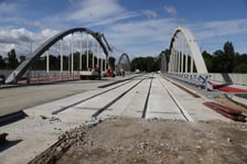 Mosty Chrobrego w dniu próby obciążeniowej, sierpień 2023