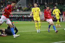 Piłkarze Ukrainy i Czech podczas meczu na Tarczyński Arenie we Wrocławiu - 14 października 2024