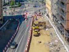 <p>Budowa węzła Drobnera-Dubois. Zdjęcie z 22 kwietnia 2026. Spojrzenie na ulicę Dubois&nbsp;</p>