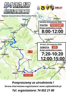 Mapa odcinków specjalnych podczas 54. Rajdu Świdnickiego 2026