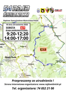 Mapa odcinków specjalnych podczas 54. Rajdu Świdnickiego 2026