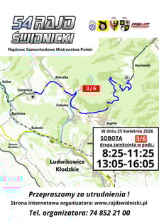 Mapa odcinków specjalnych podczas 54. Rajdu Świdnickiego 2026