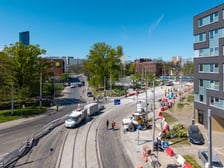 Ostatnie prace w rejonie skrzyżowania Glinianej z Borowską. Zdjęcie z 28 kwietnia. 1 maja pojadą tędy tramwaje