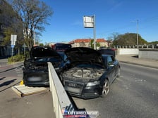 Zderzenie trzech samochodów osobowych przy Mostach Warszawskich we Wrocławiu - 28.04.2026 r.