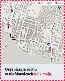 <p>Zmiany w orgaznizacji ruchu w rejonie ulic Ziemniaczanej, Boiskowej i Brochowskiej - mapa.</p>
