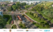 Wizualizacja przedstawia przebudowane skrzyżowanie Wiejska-Awicenny-Mokronoska