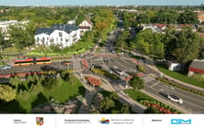 Wizualizacja przedstawia przebudowane skrzyżowanie Wiejska-Awicenny-Mokronoska