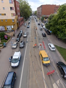 Naprawa uszkodzonego torowiska na ulicy Pułaskiego (13 maja 2026)