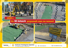 <p>Remont boiska na Sępolnie - kolaż 4 zdjęć. Napis: 2026 r. Po 18 latach przyszedł czas na remont.</p>