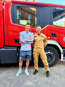 Robert Lewandowski i piłkarze reprezentacji Polski w Jednostce Ratowniczo-Gaśniczej nr 2 we Wrocławiu.