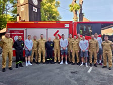 Robert Lewandowski i piłkarze reprezentacji Polski w Jednostce Ratowniczo-Gaśniczej nr 2 we Wrocławiu.