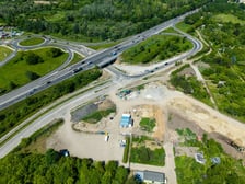 Widok z lotu ptaka na budowę Wschodniej Obwodnicy Wrocławia