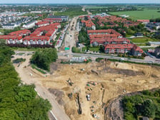 Widok z lotu ptaka na budowę Wschodniej Obwodnicy Wrocławia