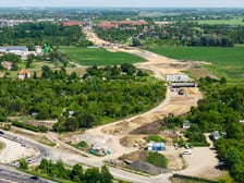 Widok z lotu ptaka na budowę Wschodniej Obwodnicy Wrocławia