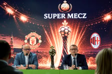 Tomasz Rachwał (pomysłodawca i organizator Super Meczu) i Mateusz Żak (wiceprezydent Wrocławia) na konferencji prasowa na Tarczyński Arenie