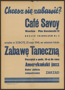 <p>Afisz Cafe Savoy z 1946.</p>