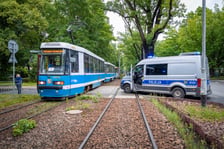 Służby na miejscu wypadku na Biskupinie 11 czerwca 2026