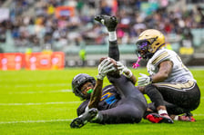 Mecz Panthers Wrocław - Berlin Thunder (50:12) na stadionie Tarczyński Arena, 14 czerwca 2026 r.
