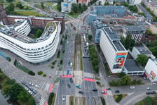 Remont torowiska w rejonie skrzyżowania Traugutta z Krasińskiego. Zdjęcie z poniedziałku 15 czerwca