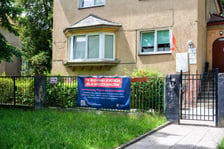 <p>Baner z informacjami dla mieszkańc&oacute;w o przyszłości przedszkola przy ul. Łączności</p>