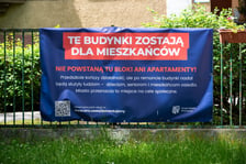 <p>Baner z informacjami dla mieszkańc&oacute;w o przyszłości przedszkola przy ul. Łączności</p>