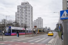 Plac Grunwaldzki, widok od okolic skrzyżowania z wybrzeżem Wyspiańskiego