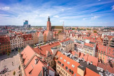 Panorama z wieży ratusza we Wrocławiu